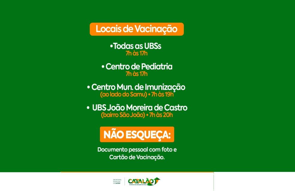 Catalão libera vacina contra a gripe para toda a população acima de 6 meses