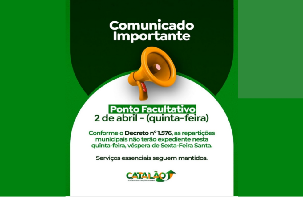 Prefeitura decreta Ponto Facultativo nesta quinta-feira